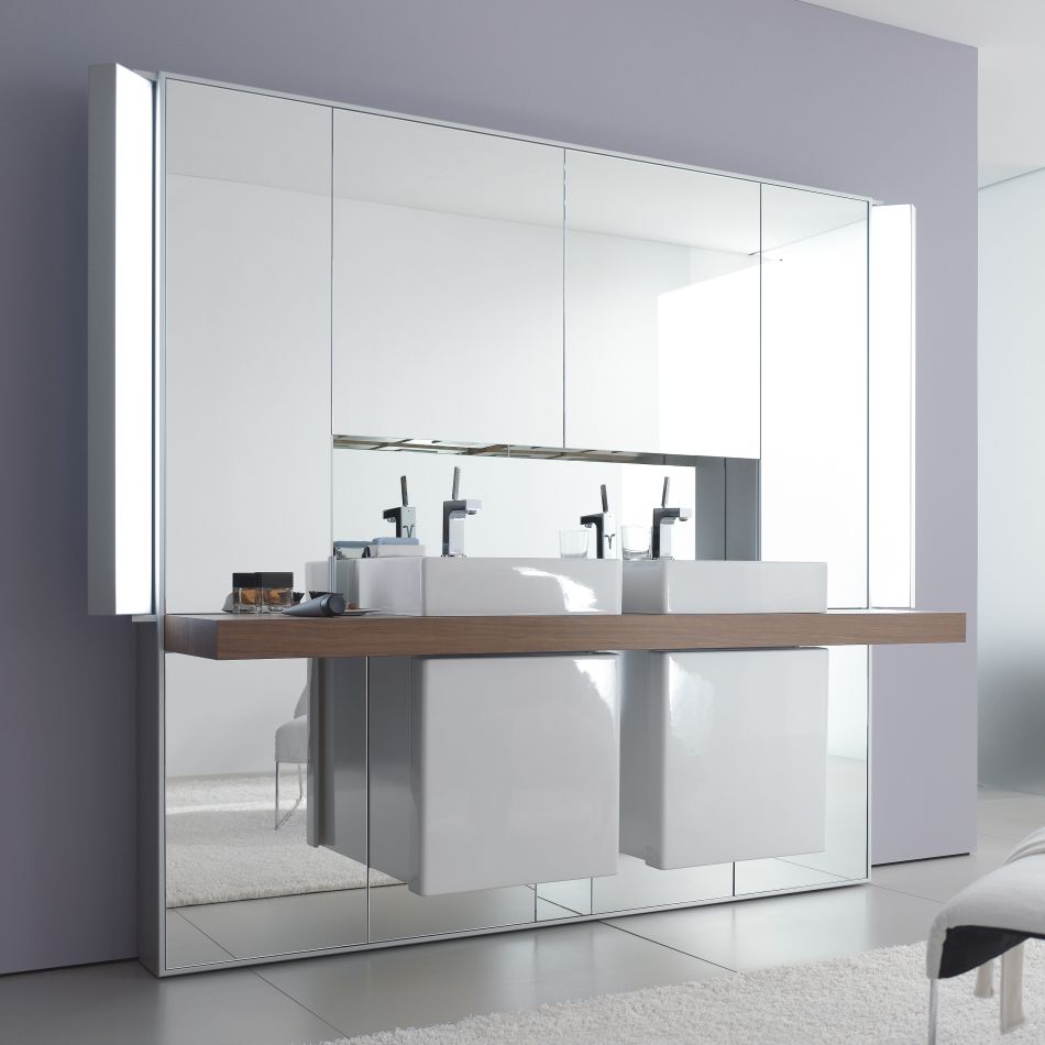Меблевий комплект Duravit Mirrorwall, американський горіх, з кольоровим підсвічуванням, виставковий екземпляр (MW 9834-13/9901/9900) - Фото 1